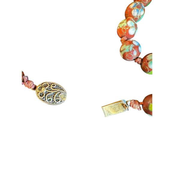 Cloisonne Rust Brown Beaded Necklace - Picture 7 of 7